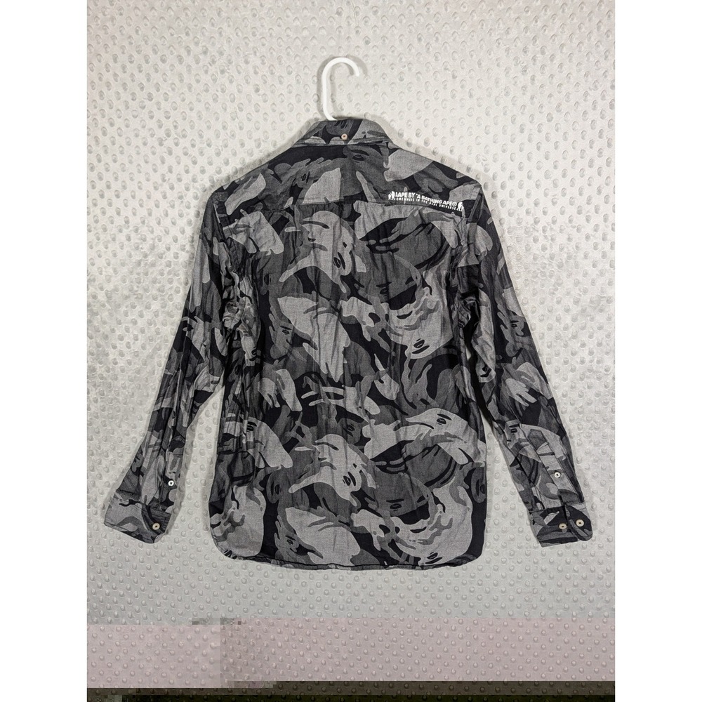 AAPE By a Bathing Ape Long Sleeve Button Down Shirt Men's Medium Camo Slim Fit - Picture 7 of 14
